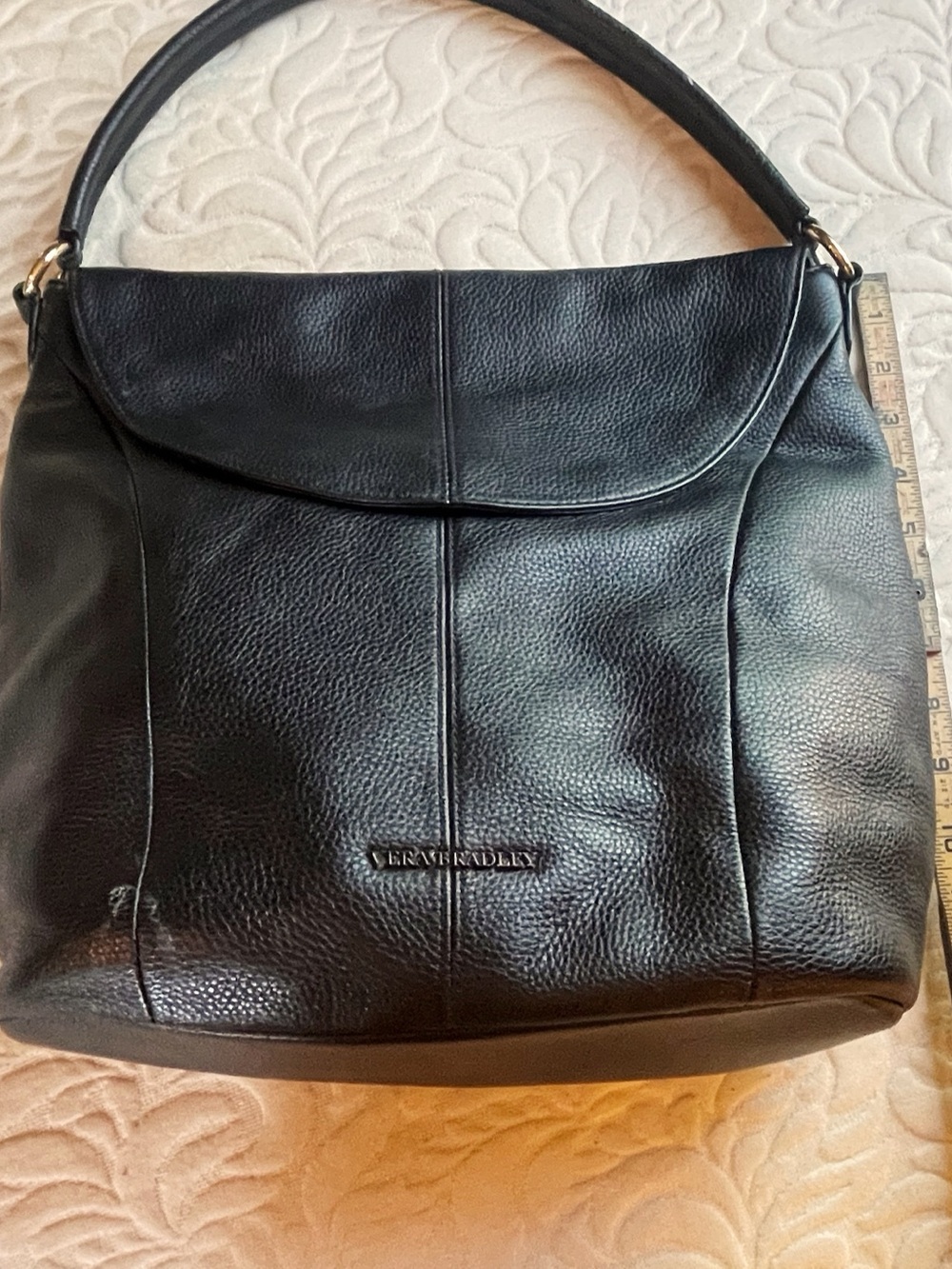 Vera Bradley Black Pebbled Leather Shoulder Bag